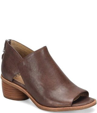 Carleigh Leather Rounded Stack Heel Peep Toe Shoes | Dillard's