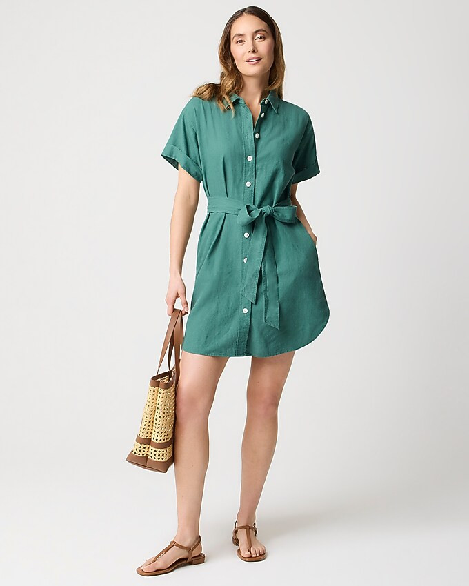 Linen-blend belted mini shirtdress | J.Crew Factory