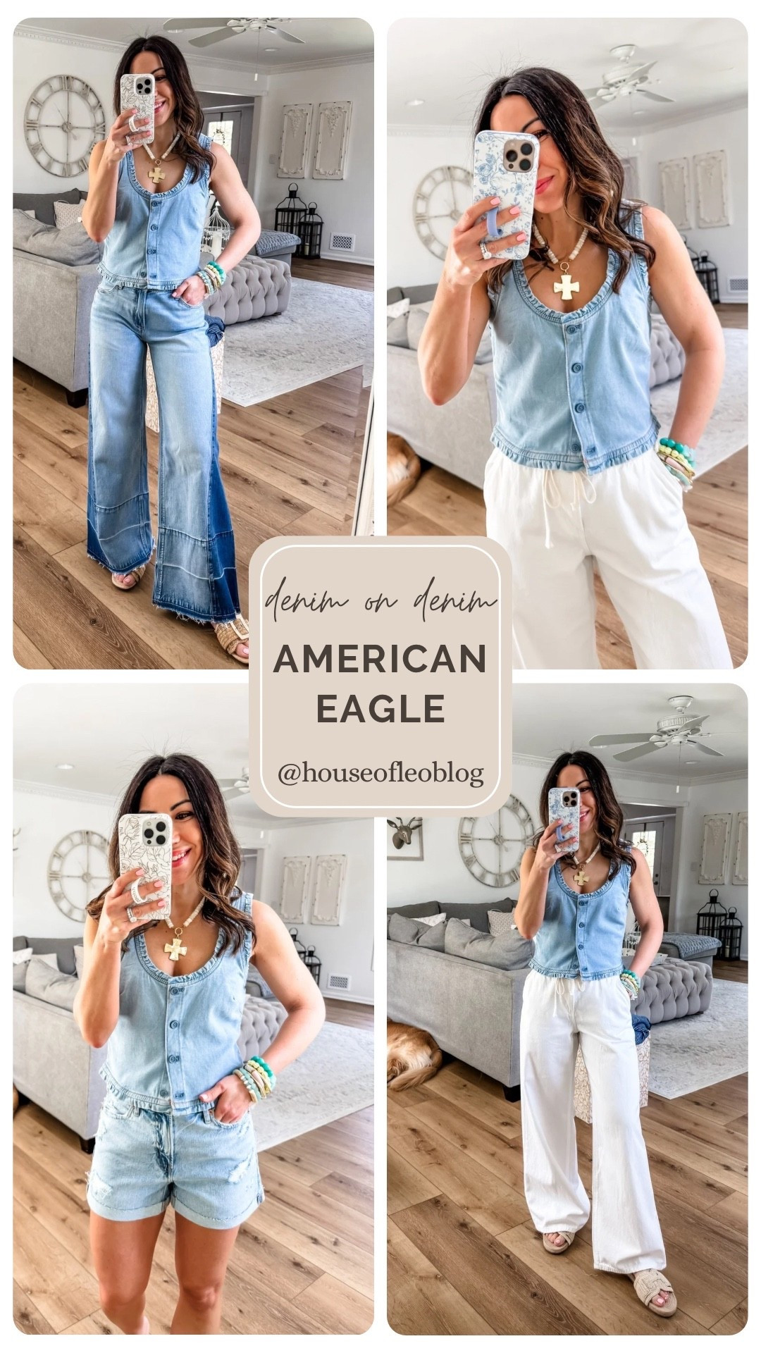 New arrivals from @americaneagle and girls you are going to love everything! Denim on denim spring outfits, baggy jeans, denim shorts, and cute spring tops to pair with everything! #AEPartner #AEJeans 

White jeans Xs. Blue baggy jeans Xs short. Two tone jeans 0 short. Cuff shorts 2. A-line shorts 2 (need 0). White tee medium. Other tops small. Flip-flops TTS. 

#LTKOver40 #LTKPetite #LTKSaleAlert

#LTKSaleAlert #LTKPetite #LTKOver40