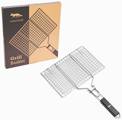 Grill Basket Stainless Steel Easy Flip Set with Removable Handles - Grilling Fish Meat Vegetables... | Amazon (US)