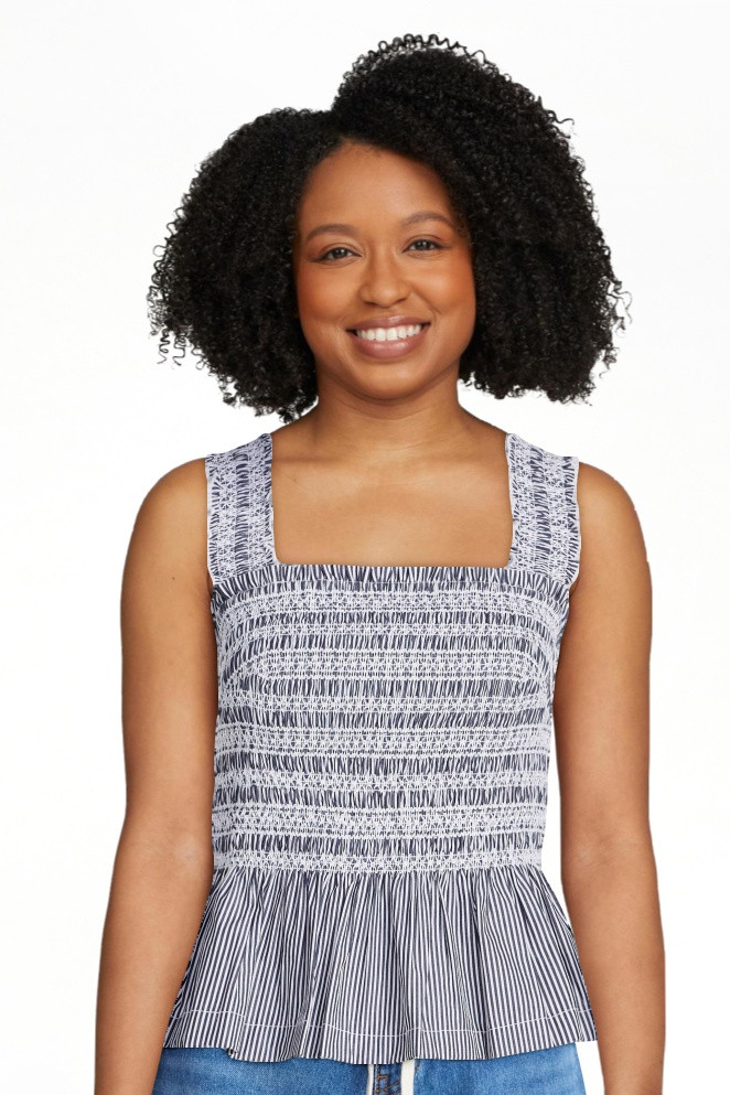 Free Assembly Women's and Women's Plus Smocked Cotton Tank Top with Peplum Hem, Sizes XS-4X | Walmart (US)