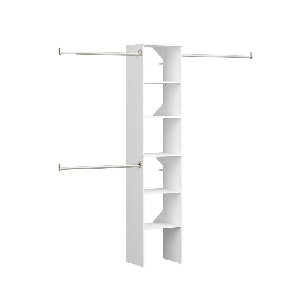 ClosetMaid Style+ 72 in. W - 113 in. W White Narrow Wood Closet System-4358 - The Home Depot | The Home Depot