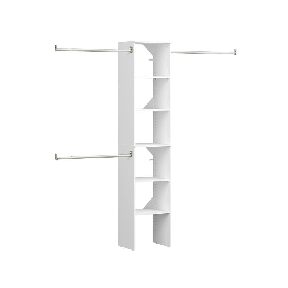 ClosetMaid Style+ 72 in. W - 113 in. W White Narrow Wood Closet System-4358 - The Home Depot | The Home Depot