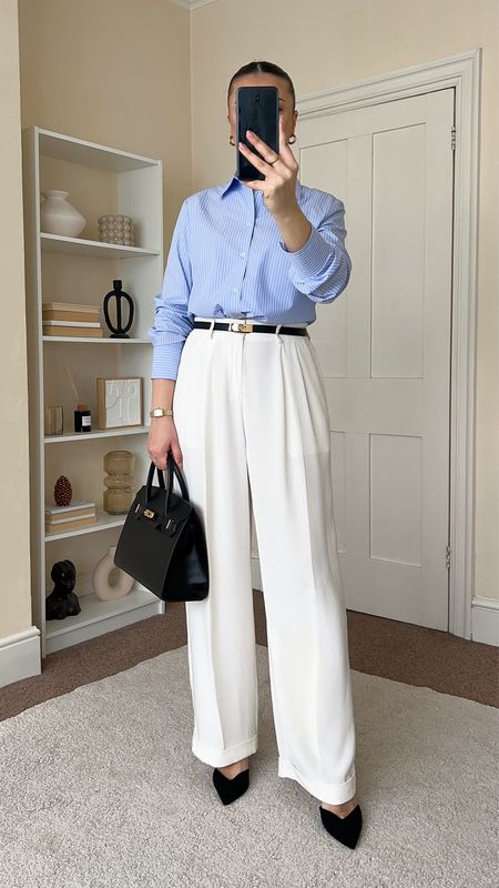 Classic & elegant Spring workwear outfit. Shirt is from Mango, wearing size S. Trousers are from LilySilk, wearing size UK14. Bag is from TotesLuxeUk.

#LTKworkwear #LTKstyletip #LTKmodest