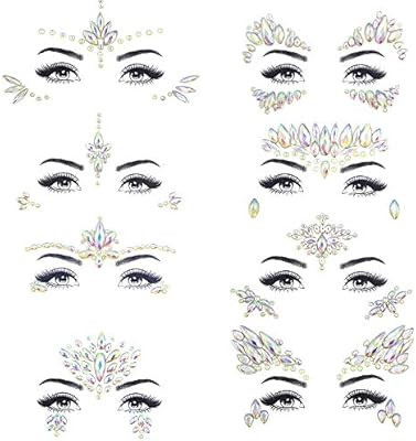 Noctilucent Face Gems Luminous Temporary Tattoo Stickers Acrylic Crystal Glitter Stickers Waterpr... | Amazon (US)