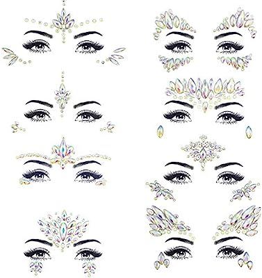 Noctilucent Face Gems Luminous Temporary Tattoo Stickers Acrylic Crystal Glitter Stickers Waterpr... | Amazon (US)