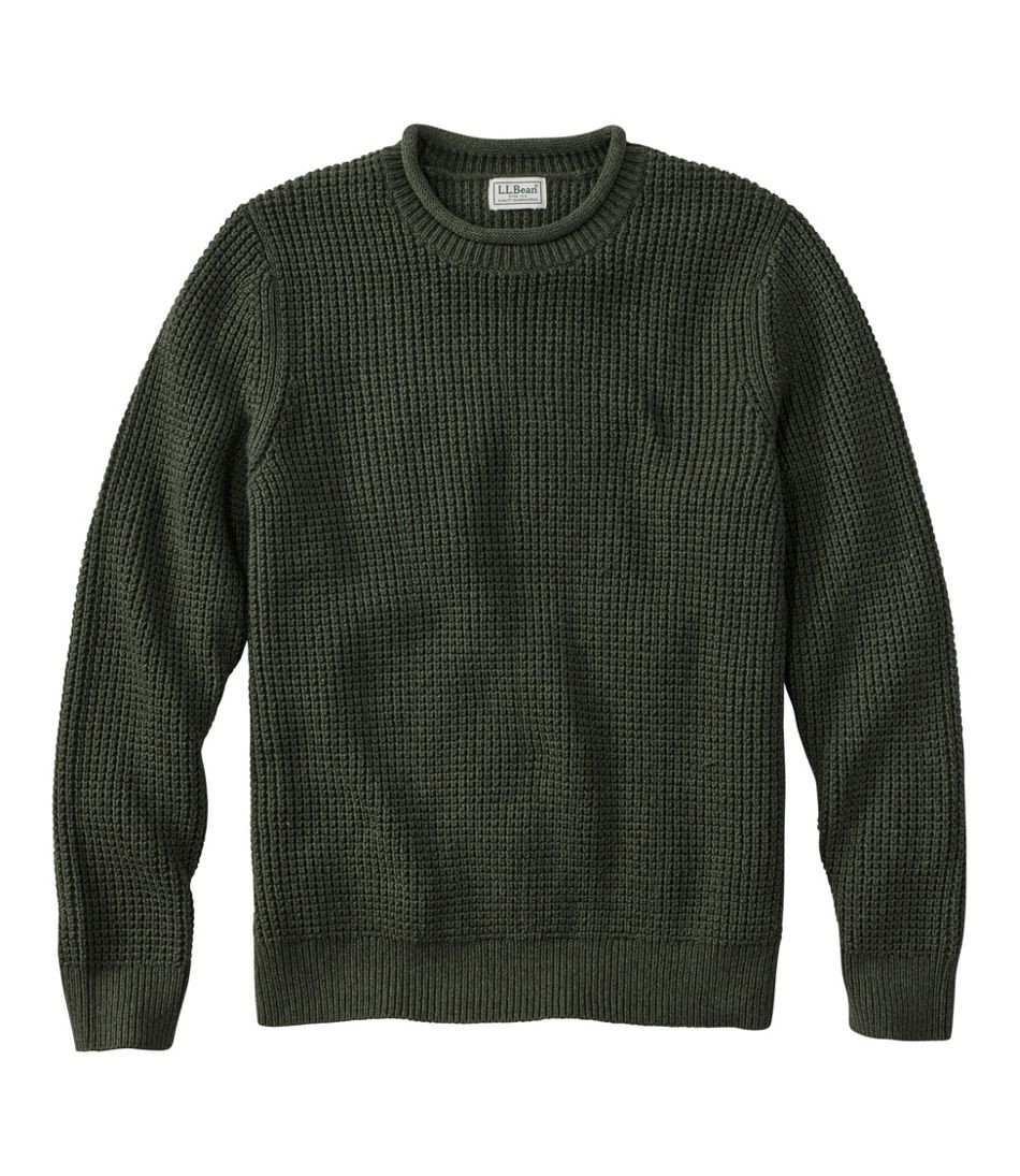 Men's L.L.Bean Organic Cotton Waffle Sweater, Rollneck Crew | L.L. Bean