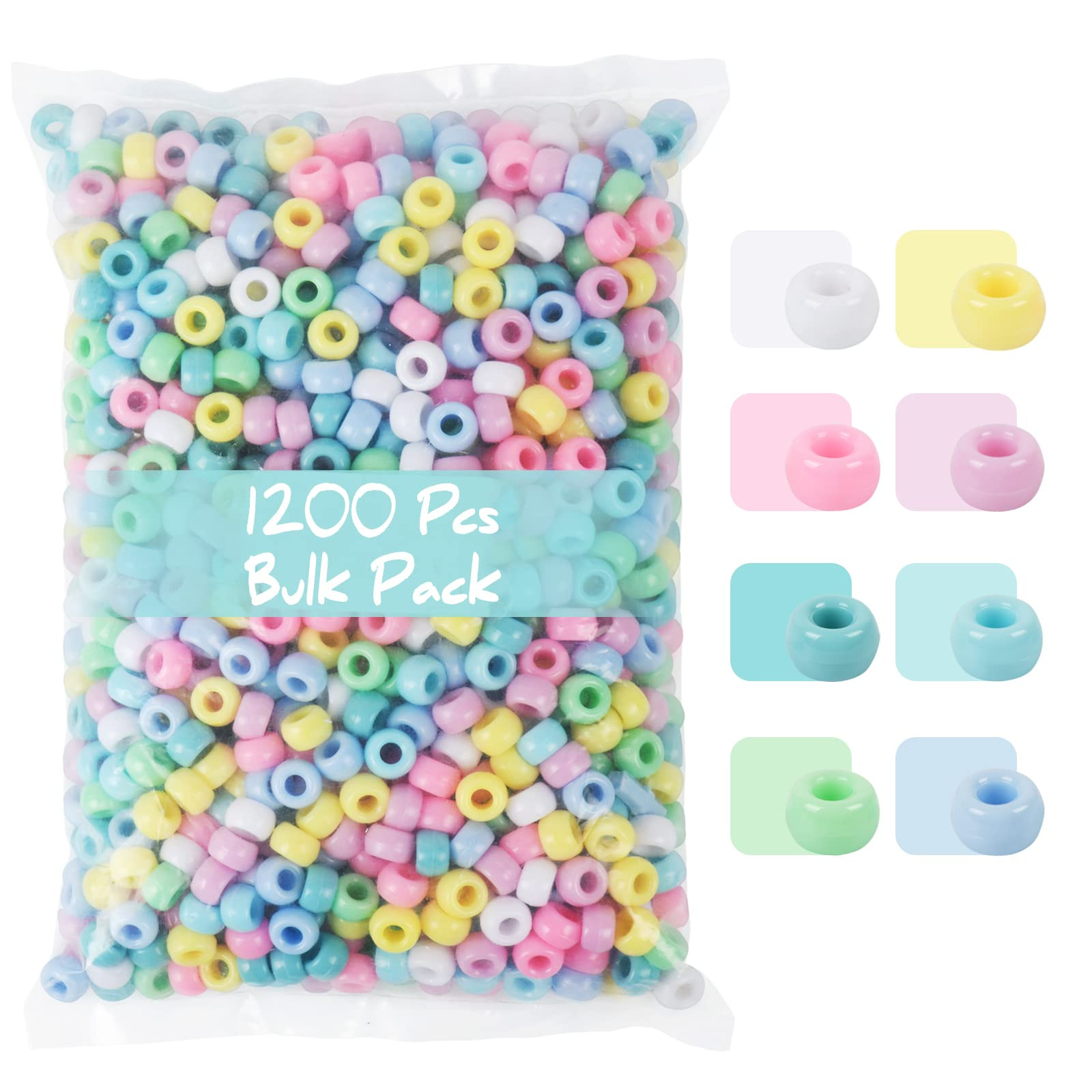 Simetufy 1200 pcs Pony Beads Macaron Pastel Colored Beads for Crafts Hair Beads for Hair Braiding... | Amazon (US)