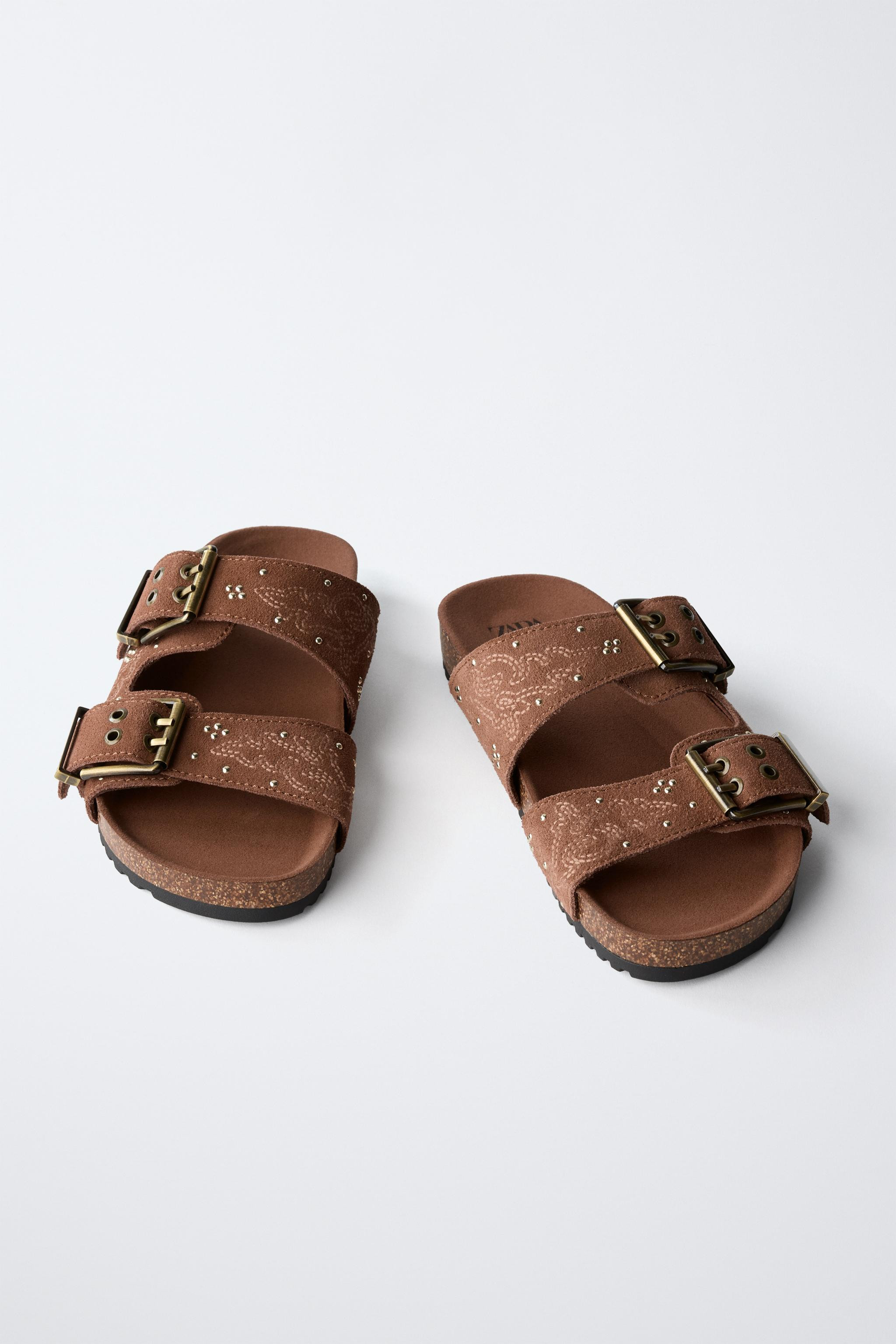 SANDALO FIBBIE MICRO BORCHIE PELLE SCAMOSCIATA | Zara IT