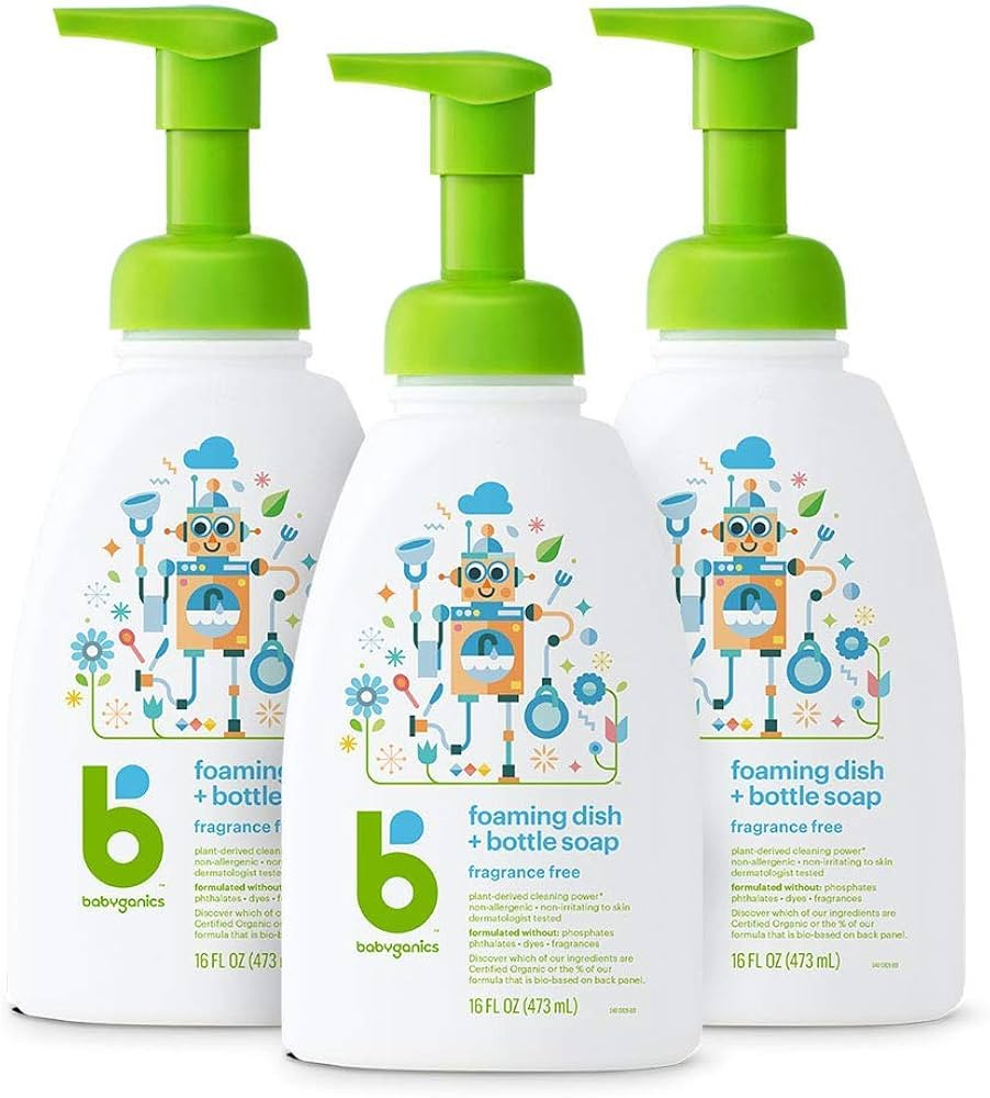Babyganics Foaming Dish & Bottle Soap, Pump Bottle, Fragrance Free, Plant-Derived Cleaning Power,... | Amazon (US)