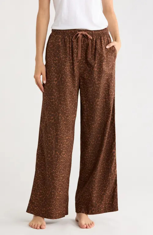 Nordstrom Cotton Poplin Pajama Pants in Brown Simone Leopard at Nordstrom, Size Medium | Nordstrom