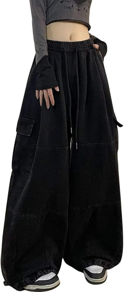 Baggy Cargo Pants for Women Men Y2k Wide Leg Sweatpants High Waisted Drawstring Pants Hip Hop Clo... | Amazon (US)