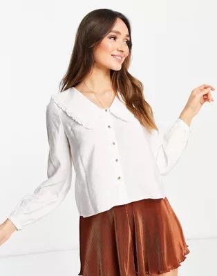 Whistles button down blouse with oversized collar in white | ASOS | ASOS (Global)
