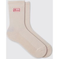 Mens Homme Embroidered Socks - Cream - One Size | boohoo (US & Canada)