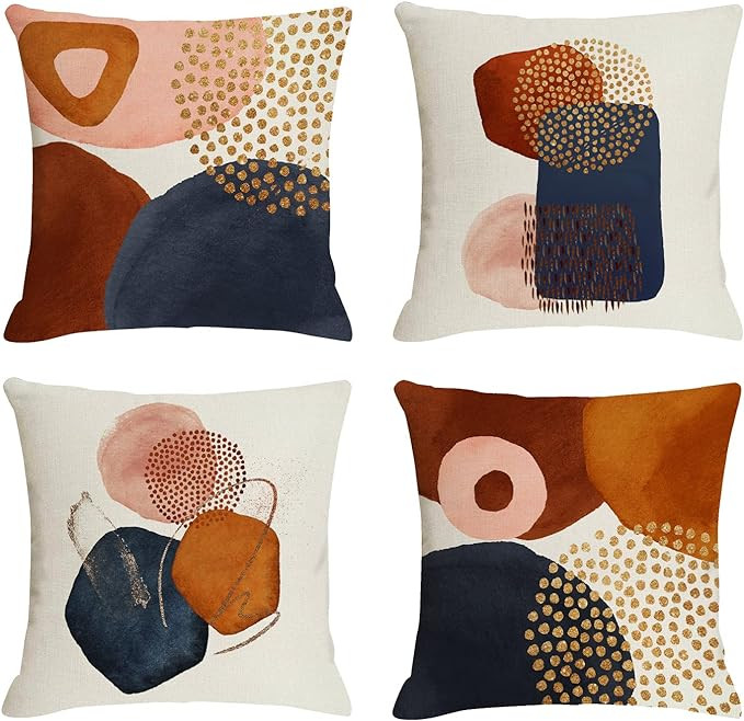 Amazon.com: Jartinle Mid Century Modern Boho Abstract Throw Pillow Covers 18x18 Set of 4 Aestheti... | Amazon (US)