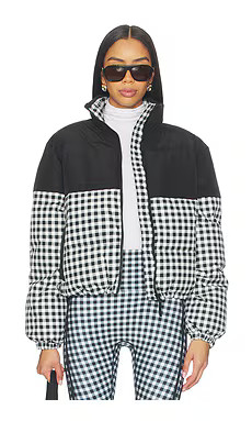 BEACH RIOT Jojo Puffer in Slate Gingham from Revolve.com | Revolve Clothing (Global)