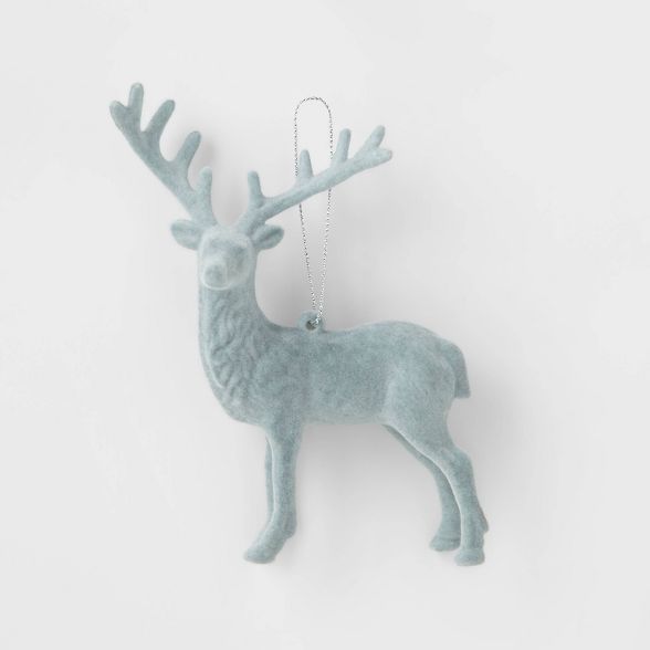 Flocked Deer Christmas Tree Ornament Light Blue - Wondershop™ | Target