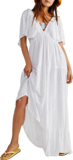 free-est La La Tiered Flutter Sleeve Maxi Dress | Nordstrom