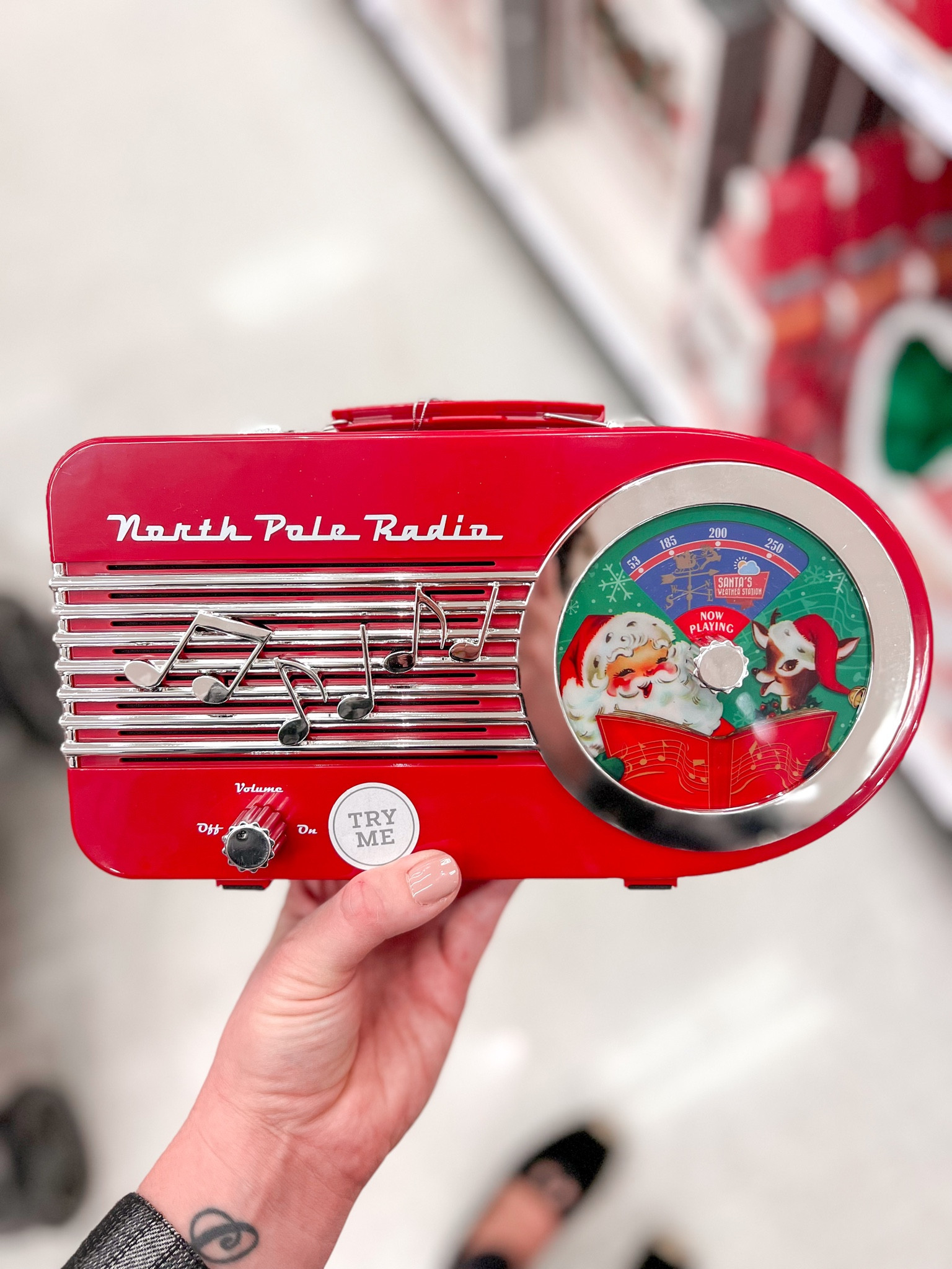 This super cool and fun Target Retro North Pole Radio Decorative Christmas Figurine Red - Wondershop Electronic North Pole radio brings added fun to your holiday decor / Features an old-fashioned design with silver musical note accents and an image of Santa with a reindeer / On/off knob and dial for choosing the station give it an authentic look and feel / Plays fun recordings like a weather report from the North Pole / Requires 3 AA batteries for operation (not included)

#christmas #target #radio #northpole #santa 

#LTKSeasonal #LTKhome #LTKHoliday