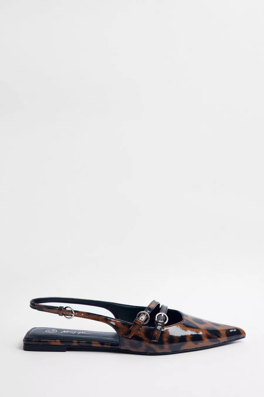 Faux Leather Leopard Print Double Strap Sling Back Court Ballerina Flats | Nasty Gal US