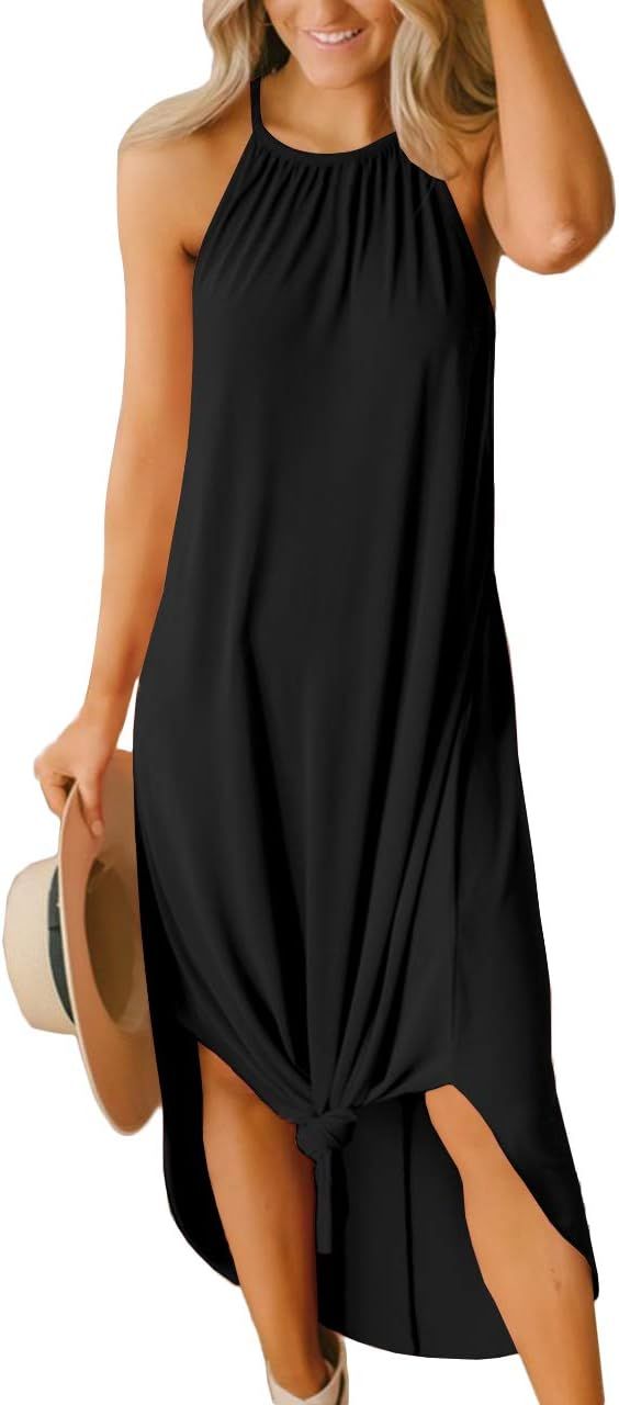 For G and PL Women's Summer Side Slit Halter Maxi Dress | Amazon (US)