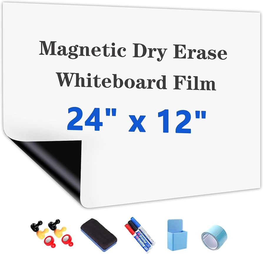 Magnetic White Board Film, 24" x 12" Dry Erase Board for Wall, Self Adhesive Whiteboard Paper Set... | Amazon (US)