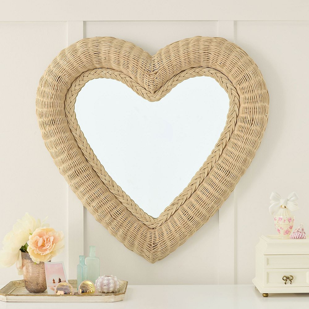 LoveShackFancy Heart Rattan Mirror (30") | Pottery Barn Teen