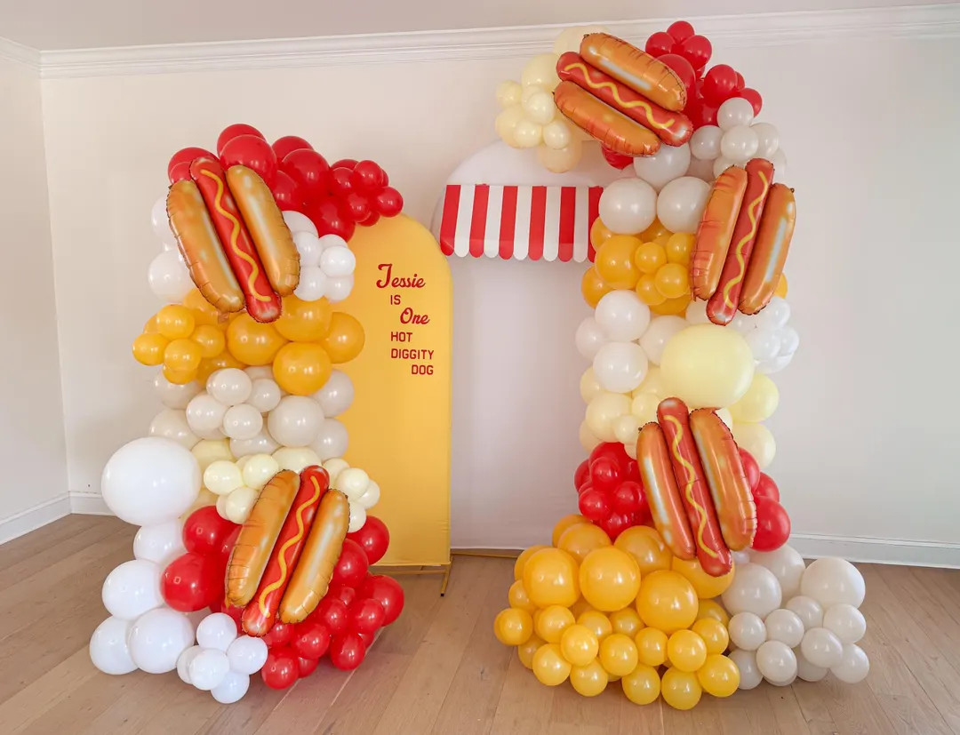 One Hot Diggity Dog Balloon Garland Balloon Arch Hot Dog Birthday Party Decorations Kids Birthday... | Etsy (US)