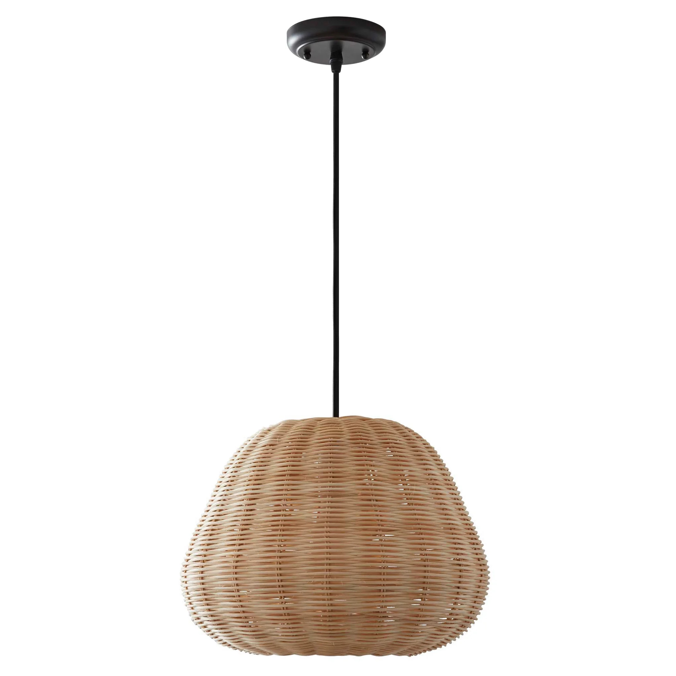 Better Homes & Gardens 50" Natural Woven Pendant LED A19 1-Light Bulb 8W(60W Equiv), Matte Black | Walmart (US)