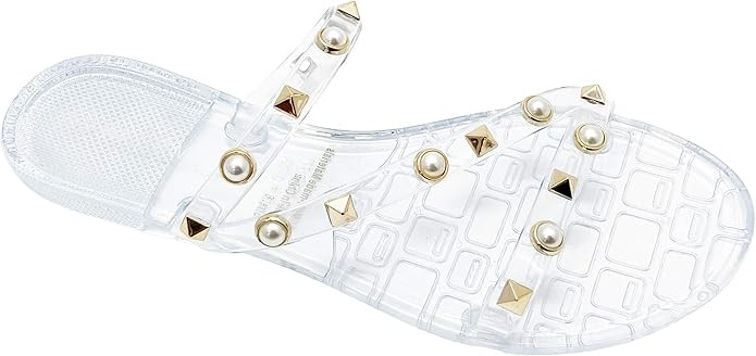 Wild Diva Womens Slingback T Strap Jelly flip Flop Ankle Strap Thong Sandals (7, Clear PVC) | Amazon (US)