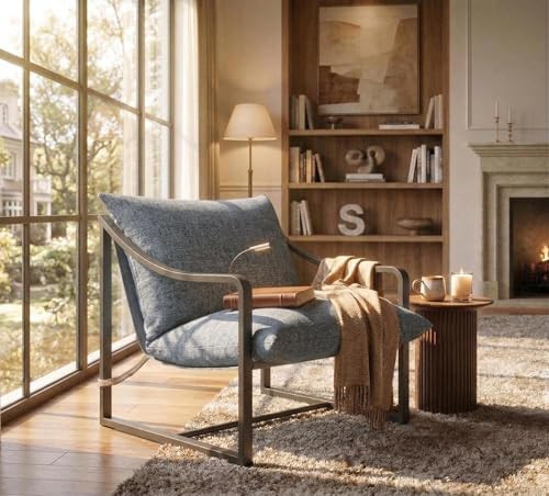 GarveeHome Sling Accent Chair, Mid Century Modern Chair, Sturdy Metal Frame with Removable Cushion, Comfortable Armchair for Living Room, Bedroom, or Reading Nook, Gray | Amazon (US)
