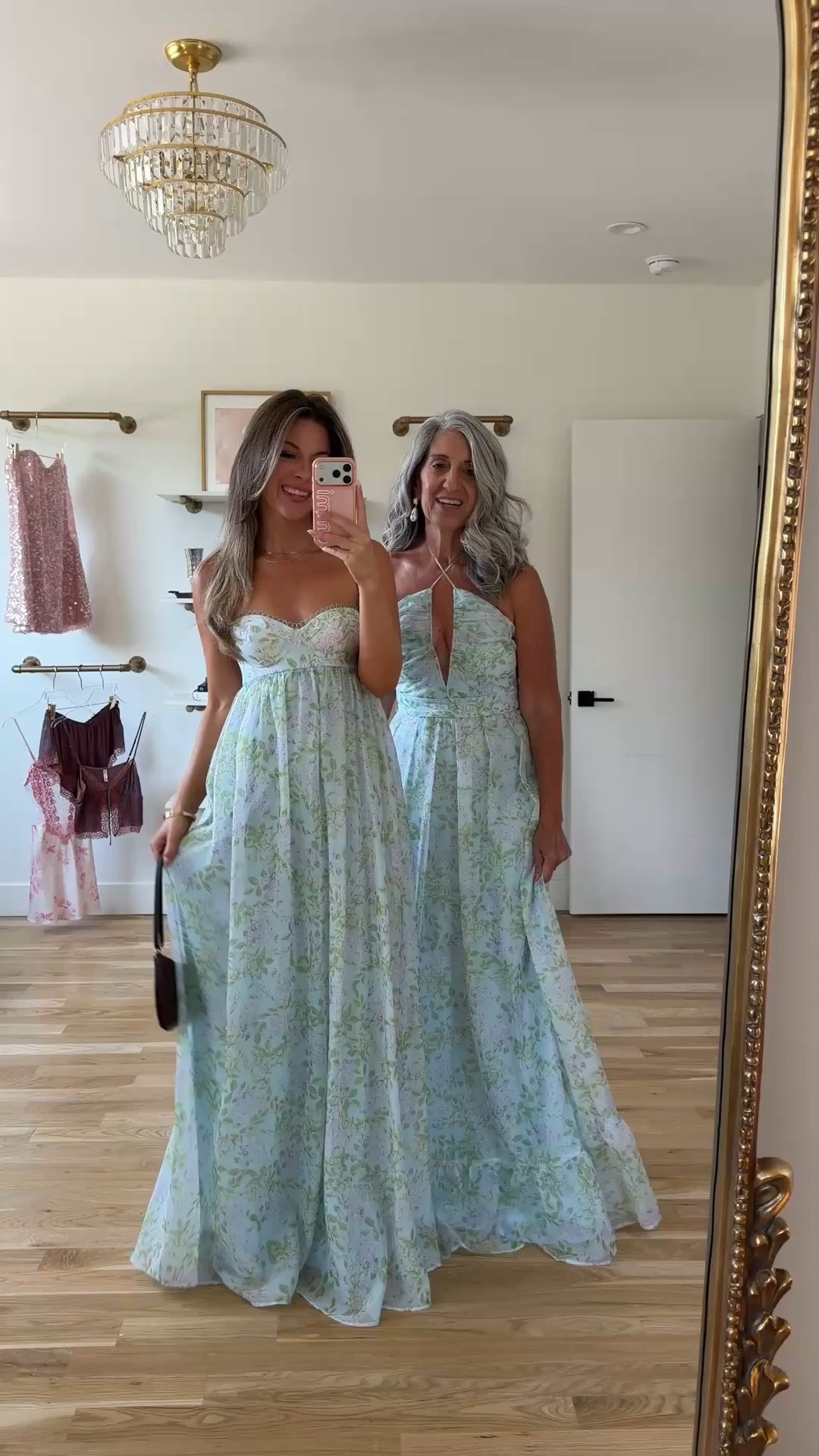 mom & me green floral strapless sweetheart neckline maxi, green floral halter maxi with keyhole cutout wedding guest dresses 🌸

i'm 5'4" and typically wear a small/2
• i sized down in Katie May dress 
mom is 5'4" and typically wears a medium/6

electric picks: emerson20 

mom & me dresses, wedding guest dresses, mother of the bride, mother of the groom, wedding guest outfit ideas, black tie, cocktail attire

#LTKgrwm #LTKSeasonal #LTKWedding
