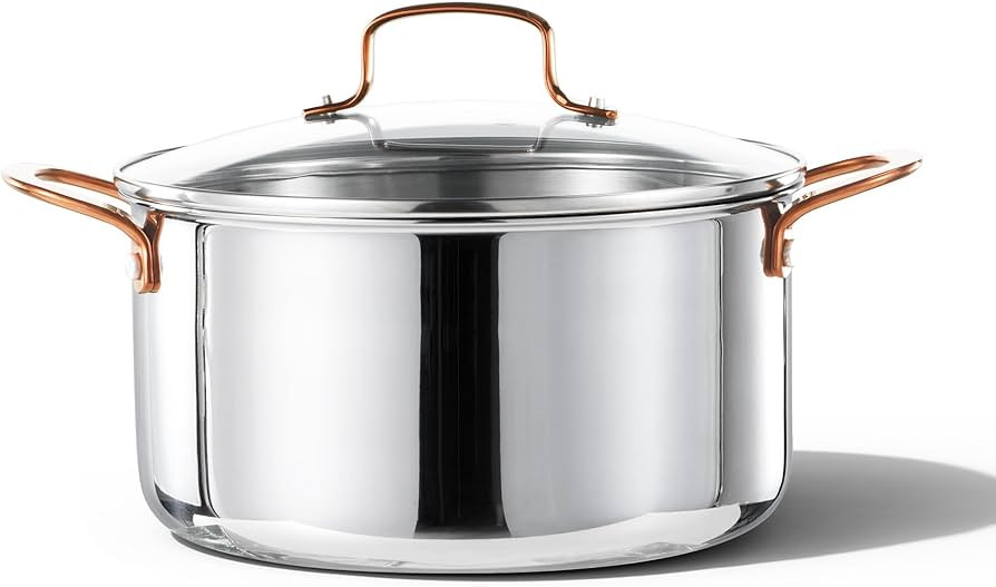 CAROTE 6 Qt Tri-Ply Stainless Steel Stockpot, Non-Toxic Stock Pot with Lid, Soup Pot for Pasta, E... | Amazon (US)