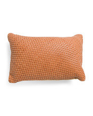 12x18 Genuine Leather Woven Pillow | TJ Maxx