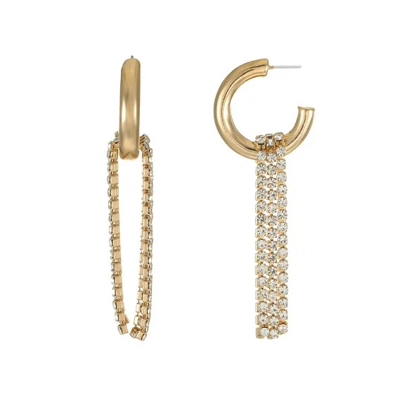 Time and Tru Goldtone and Crystal Hoop Earring with Draped Chains, 1 Pair | Walmart (US)