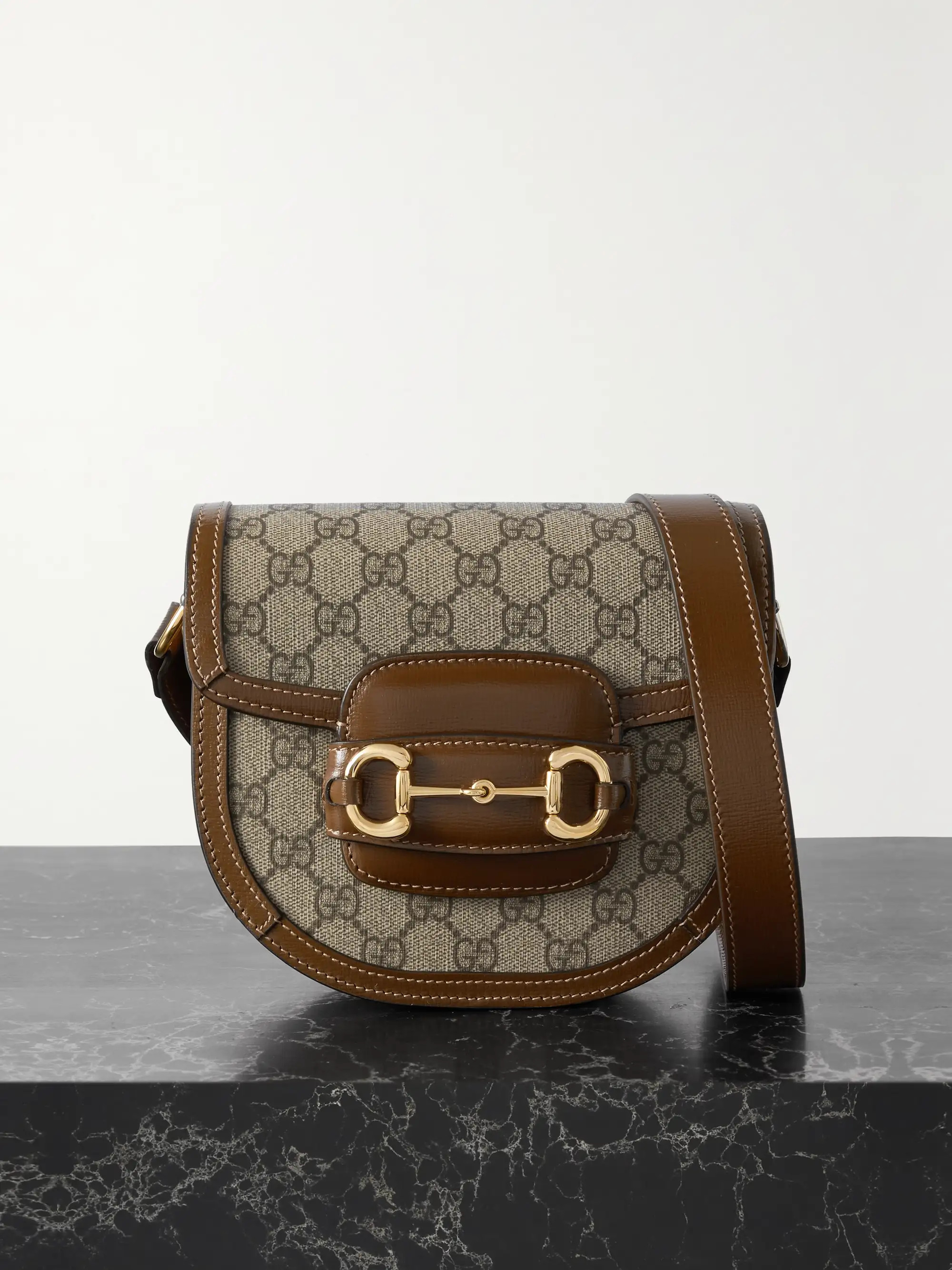 Horsebit 1955 small leather-trimmed printed coated-canvas shoulder bag | NET-A-PORTER (US)