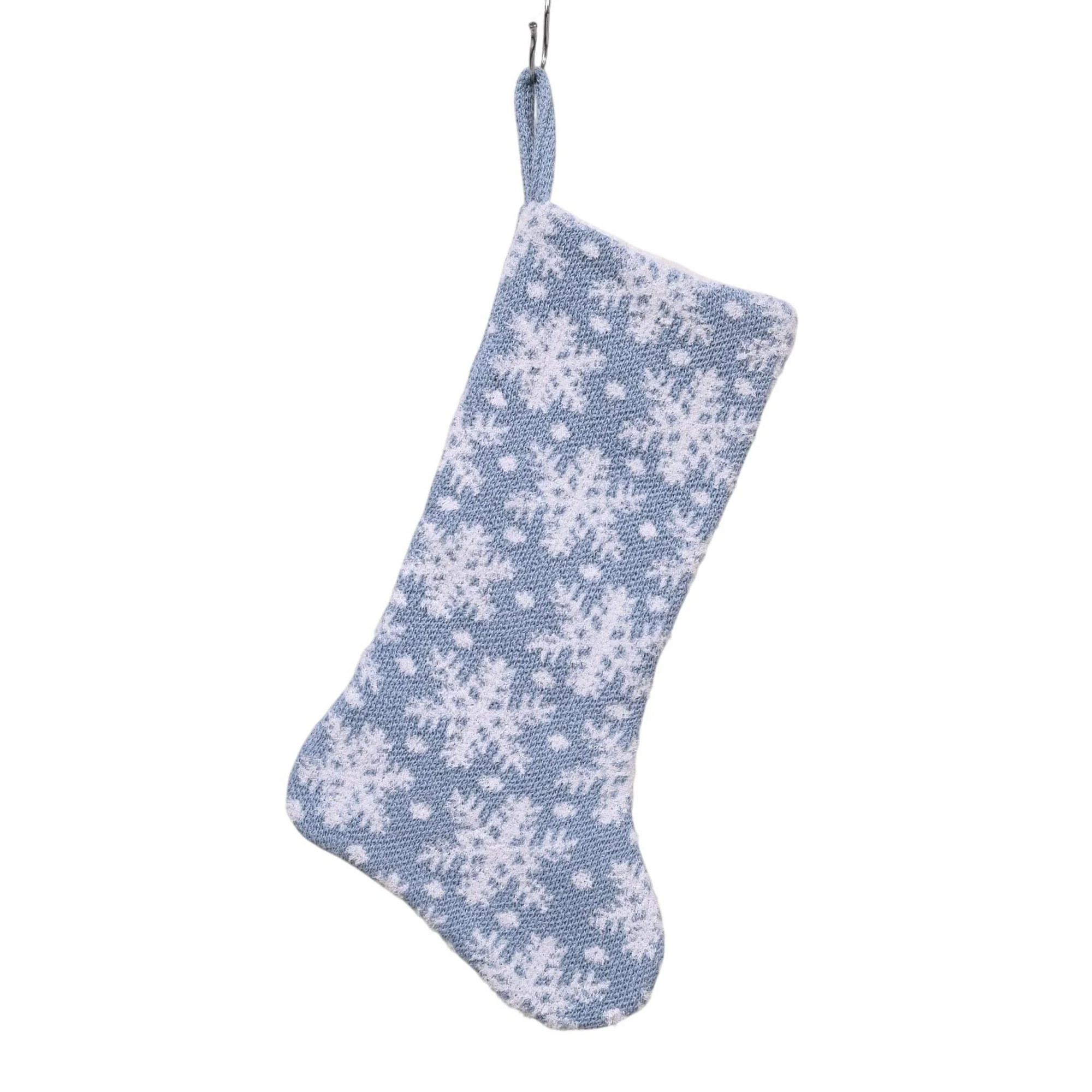 Knit Snowflake Christmas Stocking, Blue and White, 21", by Holiday Time - Walmart.com | Walmart (US)