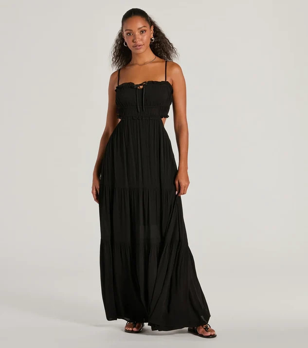 Breezy Look Ruffled Cutout Woven Maxi Dress | Windsor Stores