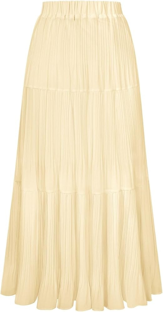 Kate Kasin 2026 Women's Chiffon Maxi Skirt, High Waist Pleated Skirts, Summer Flowy Long Skirts w... | Amazon (US)