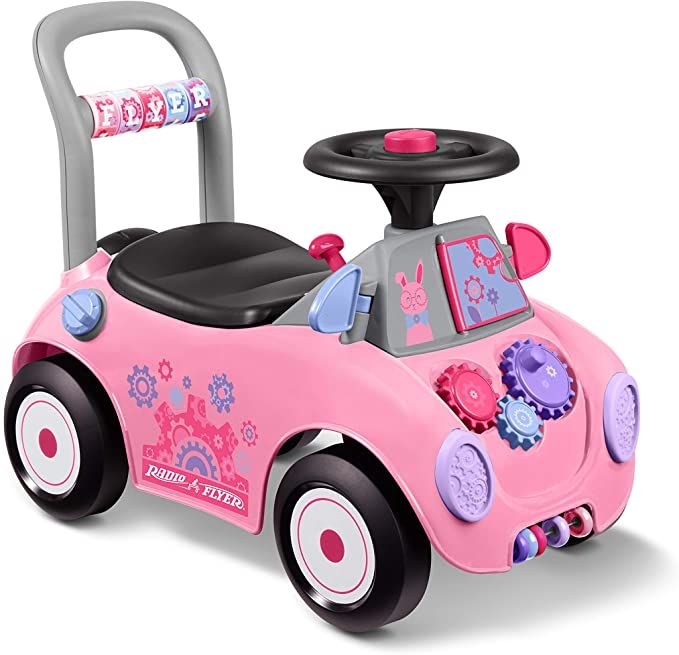 Amazon.com: Radio Flyer Creativity Car, Sit to Stand Toddler Ride On Toy, Ages 1-3, Pink Kids Rid... | Amazon (US)