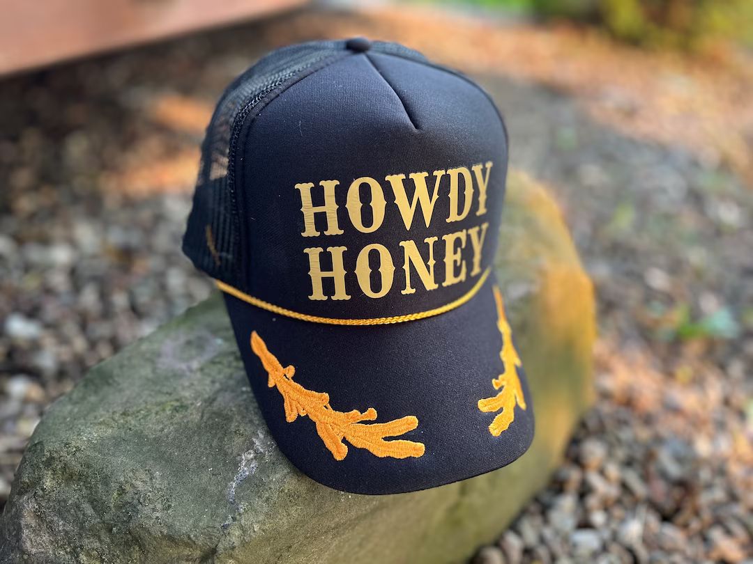 Howdy Honey Trucker Hat Trendy Trucker Hat Black and Gold - Etsy | Etsy (US)