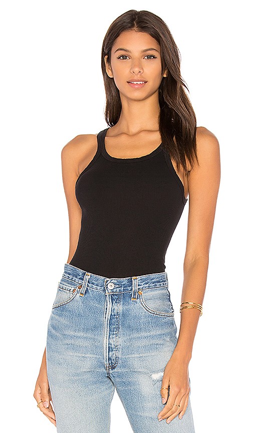 x Hanes Ribbed Tank in Black | Revolve Clothing (Global)