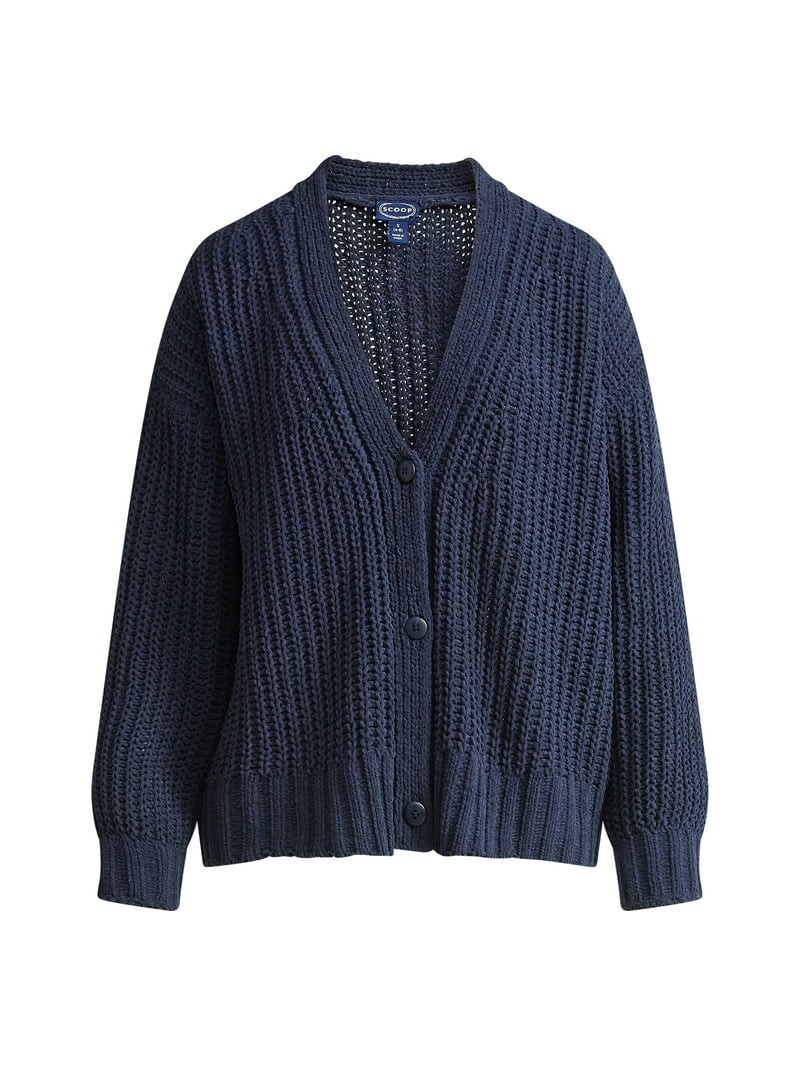 Scoop Women's Oversized Ribbed Cardigan Sweater, Midweight, Sizes XS-XXL | Walmart (US)