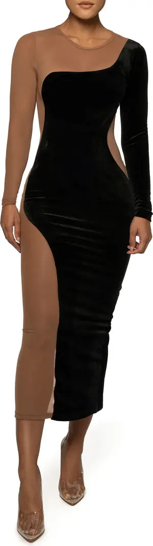 Thelma Illusion Mesh Long Sleeve Body-Con Dress | Nordstrom