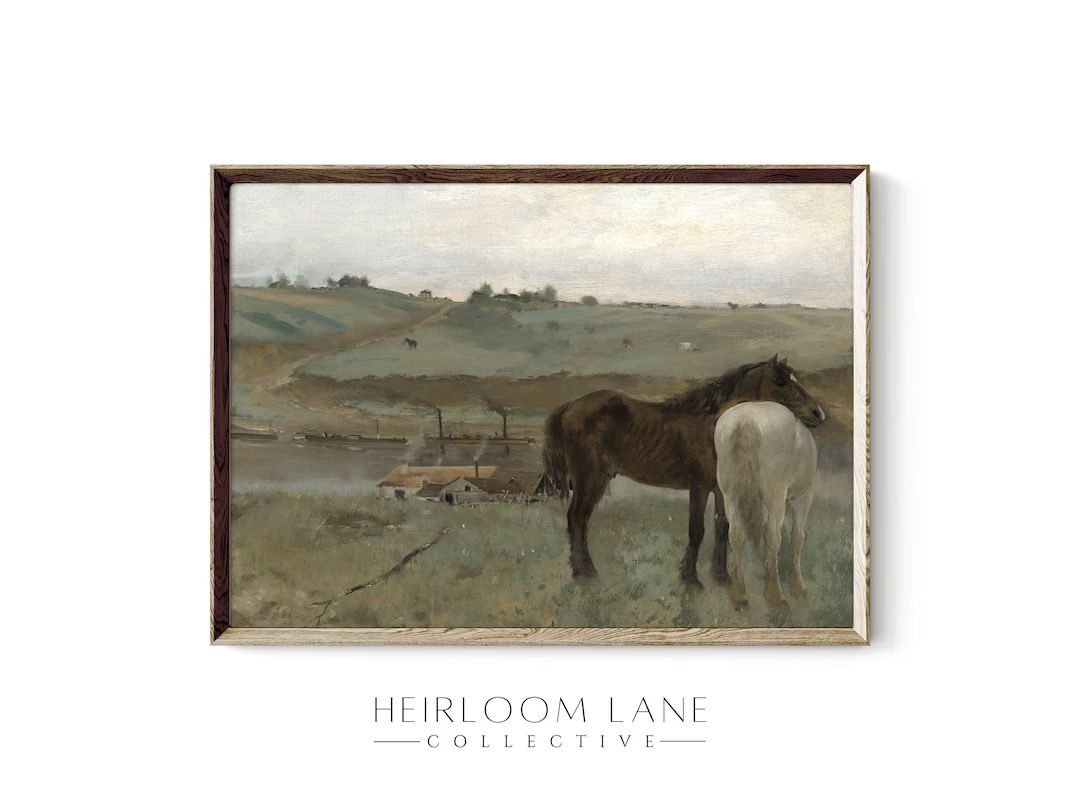 Horses in a Field Art | Printable Digital Download | Vintage Easter Print | Spring Artwork | Hors... | Etsy (US)