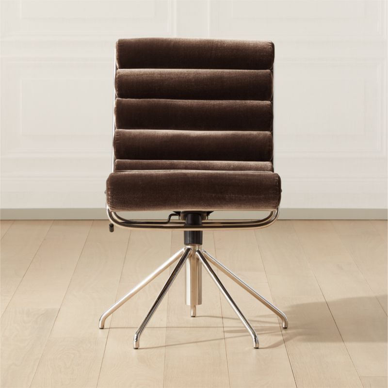 Martos Chocolate Faux Mohair Office Chair | CB2 | CB2