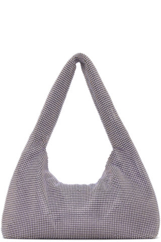 Purple Mini Crystal Mesh Armpit Bag | SSENSE