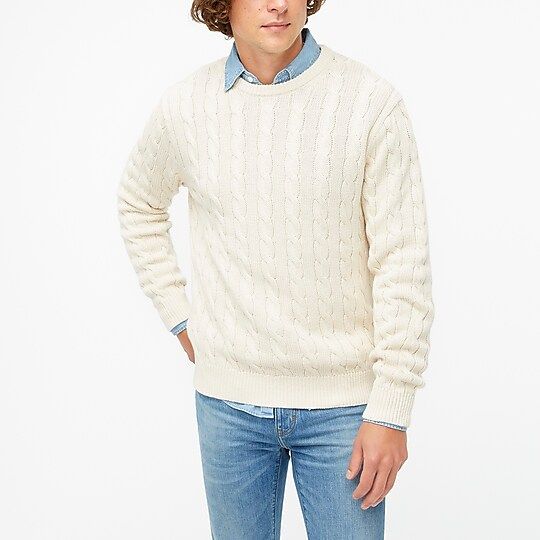 Cotton cable crewneck sweater | J.Crew Factory