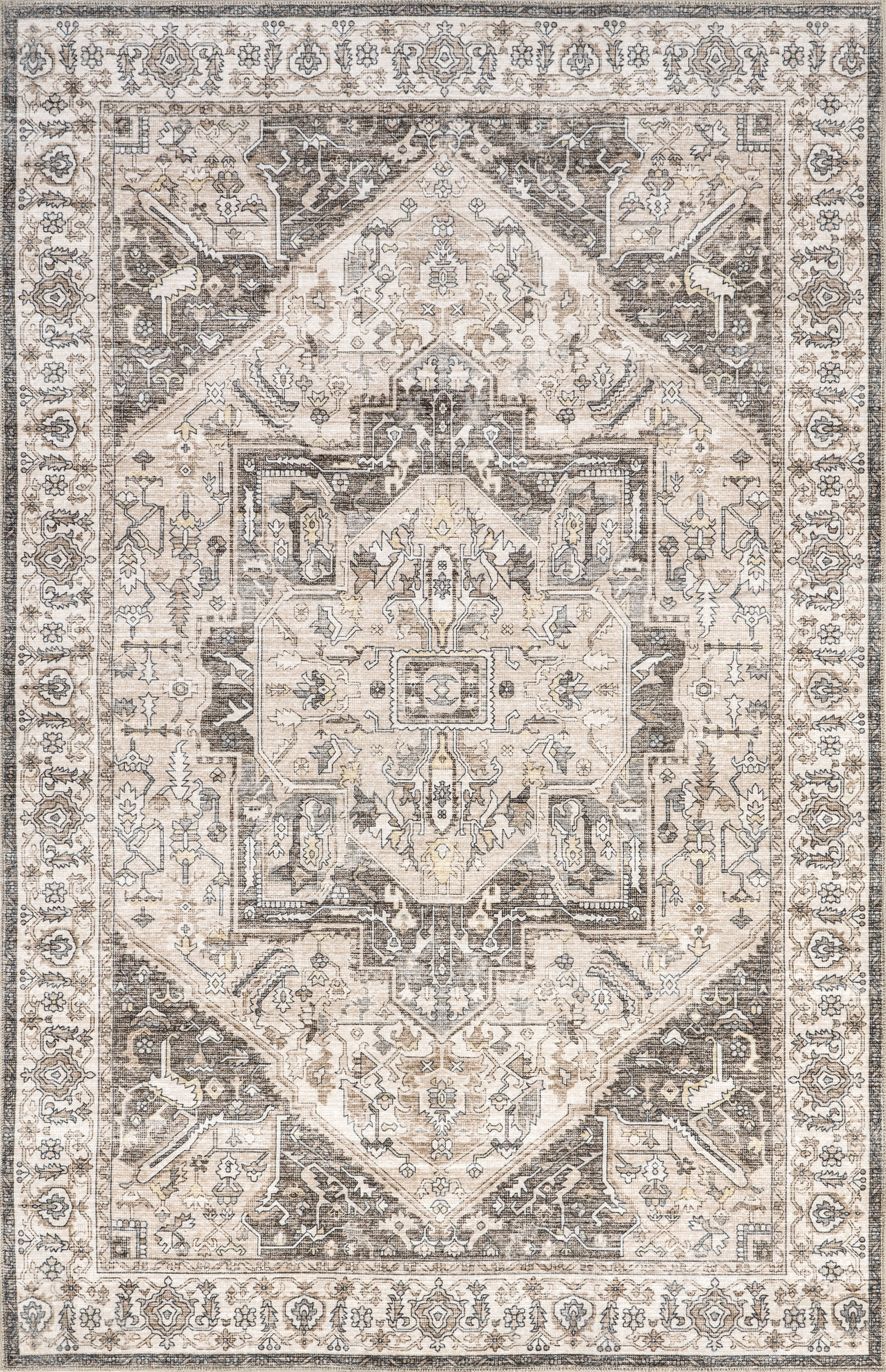 Atrium Medallion Washable Rug | Brown | Rugs USA