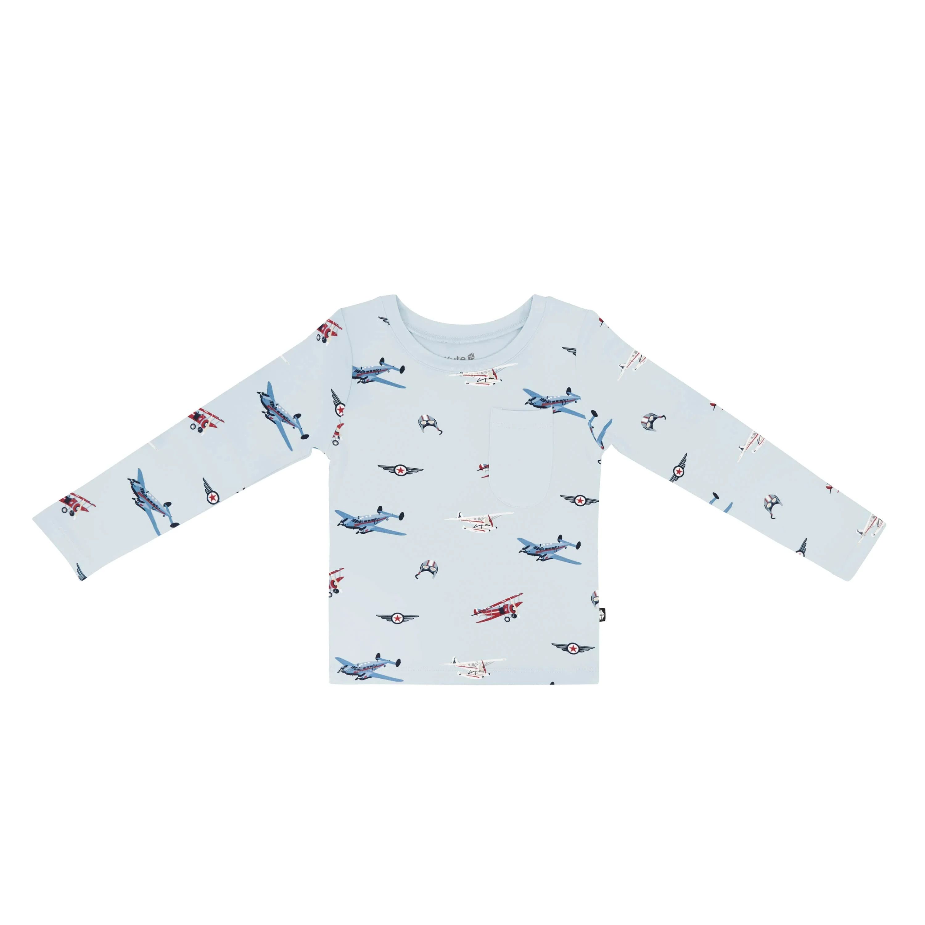 Long Sleeve Toddler Crew Neck Tee in Vintage Planes | Kyte BABY